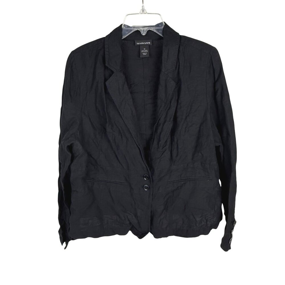 Lane Bryant Black Linen Blend Lightweight Jacket Blazer Size 16